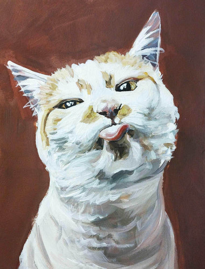Heinz Acrylbild Wandbild freche Katze Acryl auf Leinwand (30 x 40 cm)