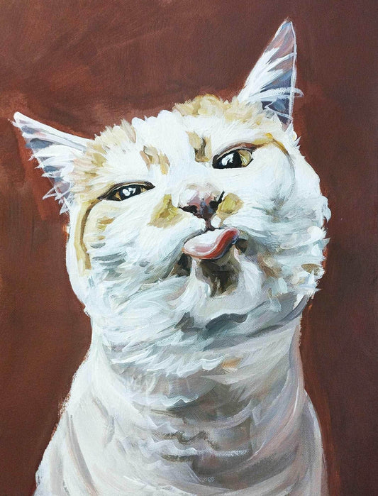 Gemälde freche Katze – handgemaltes Original Acrylbild (30 x 40 cm)