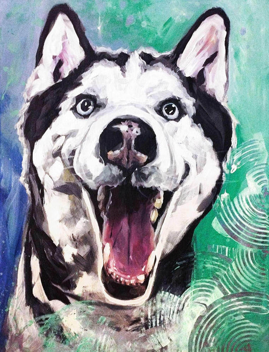 Gemälde Husky – handgemaltes Original Acrylbild (30 x 40 cm)