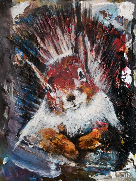 Gemälde Das kleine Eichhörnchen – handgemaltes Original Acrylbild (30 x 40 cm)