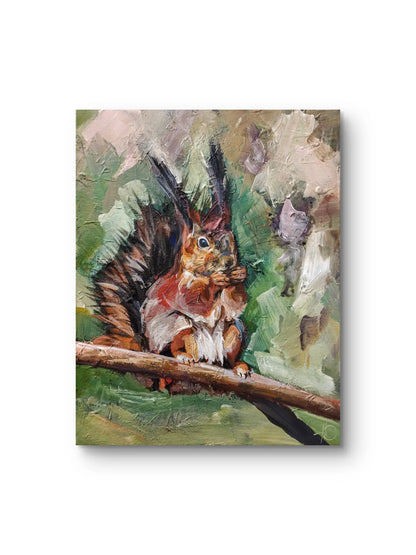 Eichhörnchen Acrylbild handgemalt – originale Tierbilder Kunst, Kunstwerk kaufen