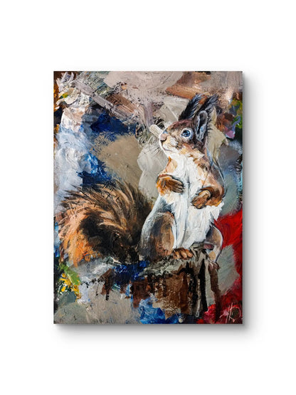 Eichhörnchen Acrylbild auf Leinwand – handgemalt, zeitgenössische Tierkunst original