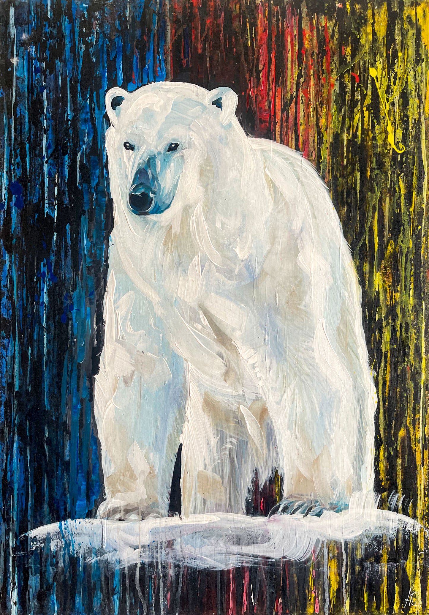 Original Acrylgemälde Eisbär, stehend auf Leinwand – handgemalte Tierkunst
von Heinz Atelier.