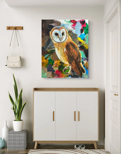 Gemälde Schleiereule – handgemaltes Original Acrylbild (40 x 50 cm)