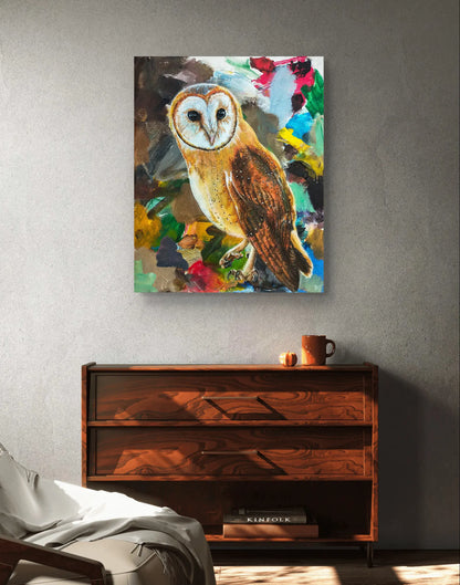 Gemälde Schleiereule – handgemaltes Original Acrylbild (40 x 50 cm)