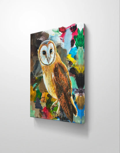 Gemälde Schleiereule – handgemaltes Original Acrylbild (40 x 50 cm)