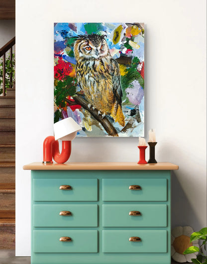 Gemälde Uhu – handgemaltes Original Acrylbild (40 x 50 cm)