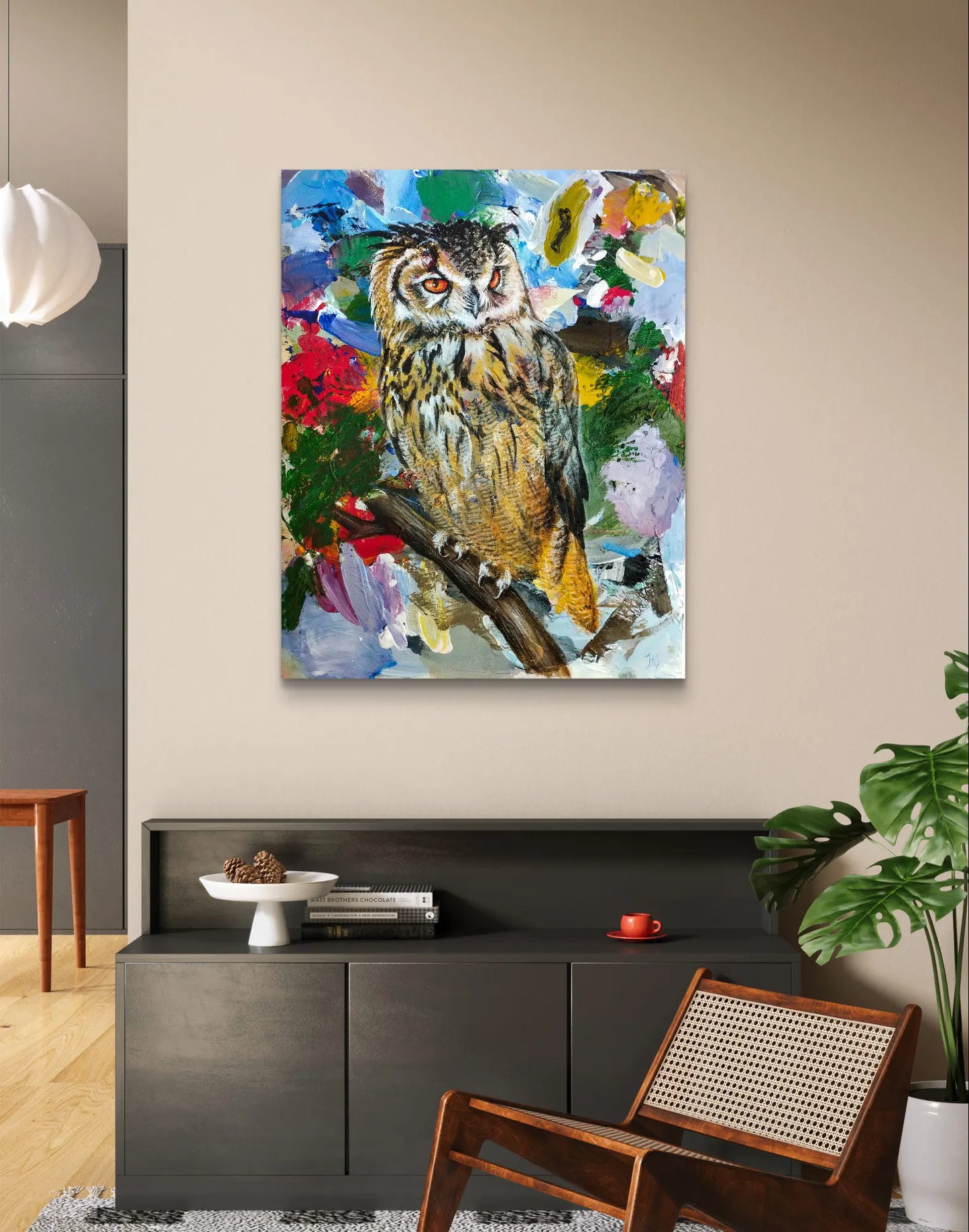 Gemälde Uhu – handgemaltes Original Acrylbild (40 x 50 cm)