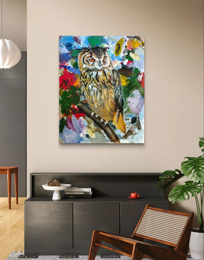 Gemälde Uhu – handgemaltes Original Acrylbild (40 x 50 cm)