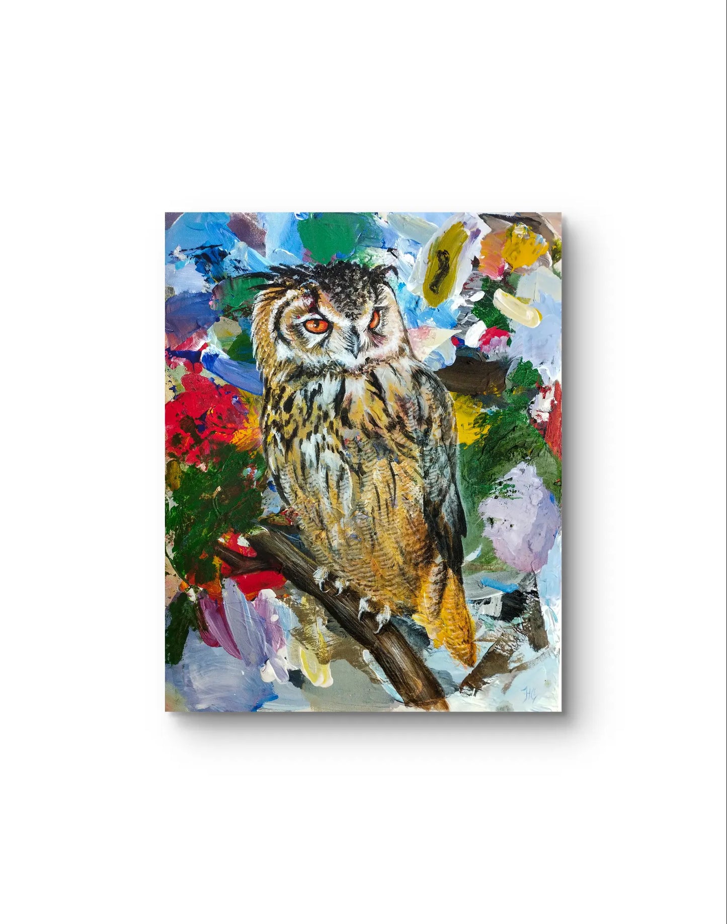 Gemälde Uhu – handgemaltes Original Acrylbild (40 x 50 cm)