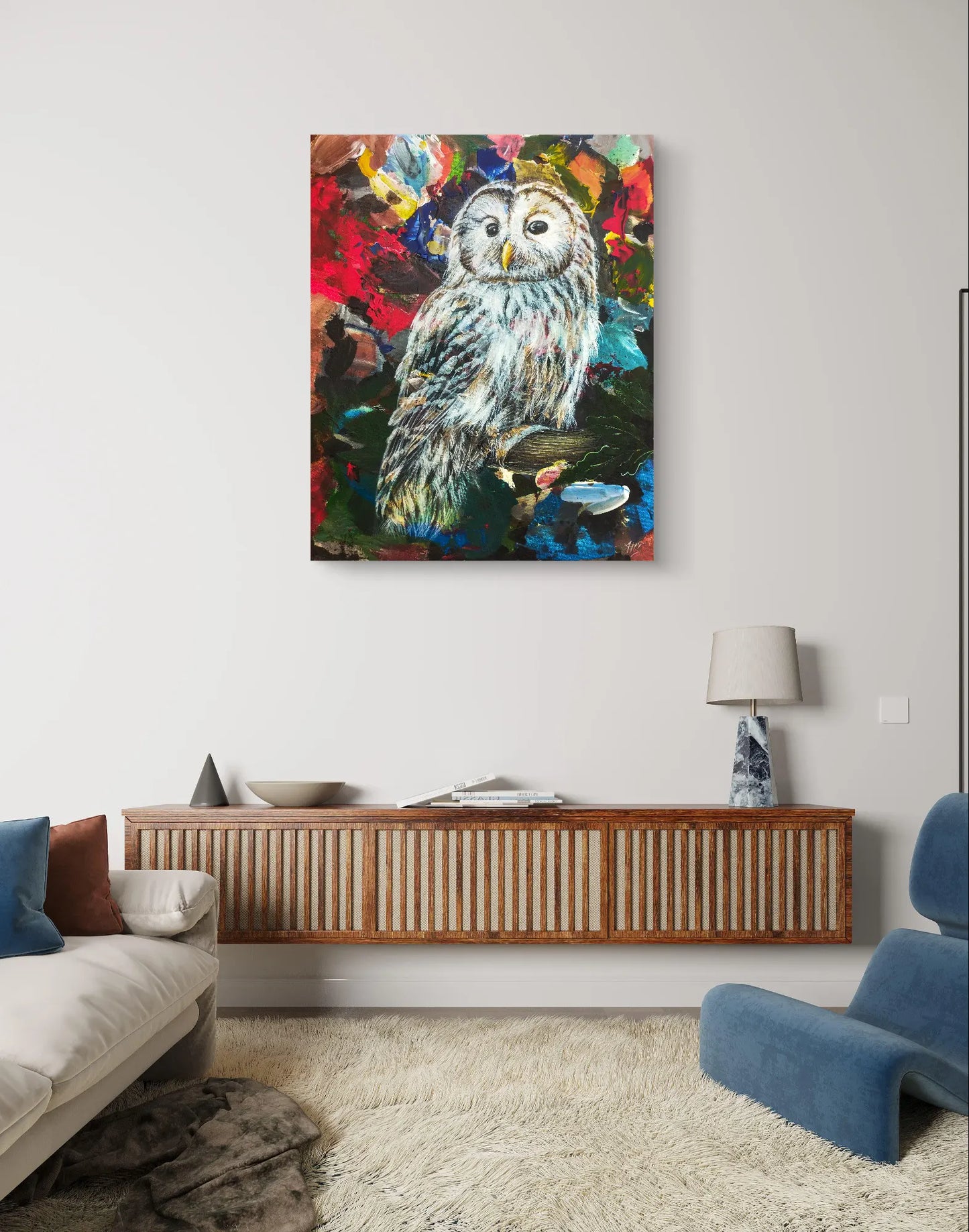 Gemälde Waldkauz – handgemaltes Original Acrylbild (40 x 50 cm)