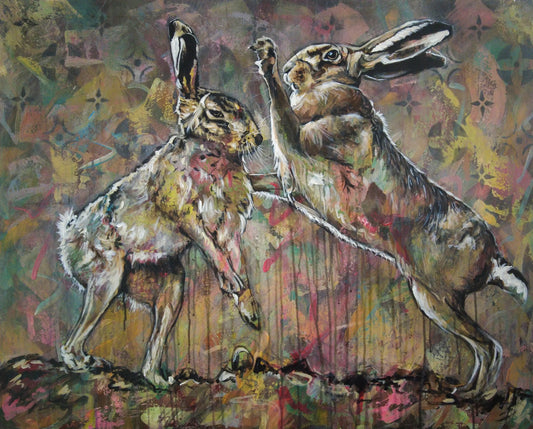 Gemälde Zwei Hasen – 100 × 80 cm | Original von Daniel Heinz