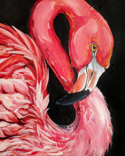 Gemälde Flamingo Silhouette – handgemaltes Original Acrylbild (40 x 50 cm)
