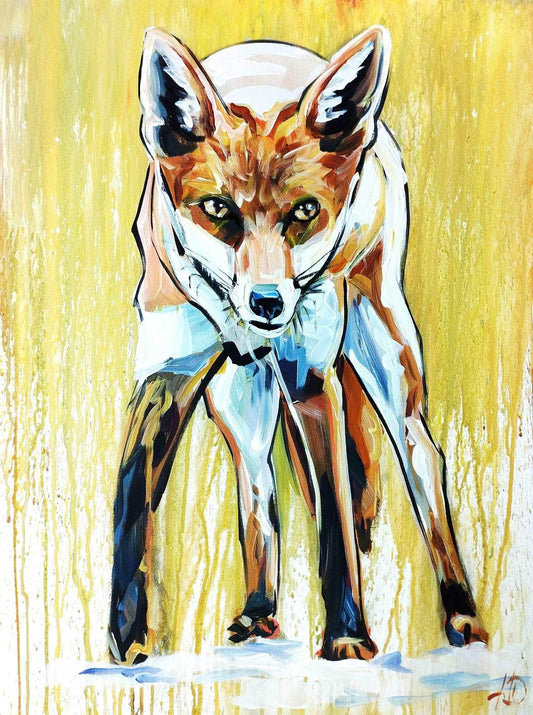 Gemälde gelb Fuchs – handgemaltes Original Acrylbild (60 x 80 cm)