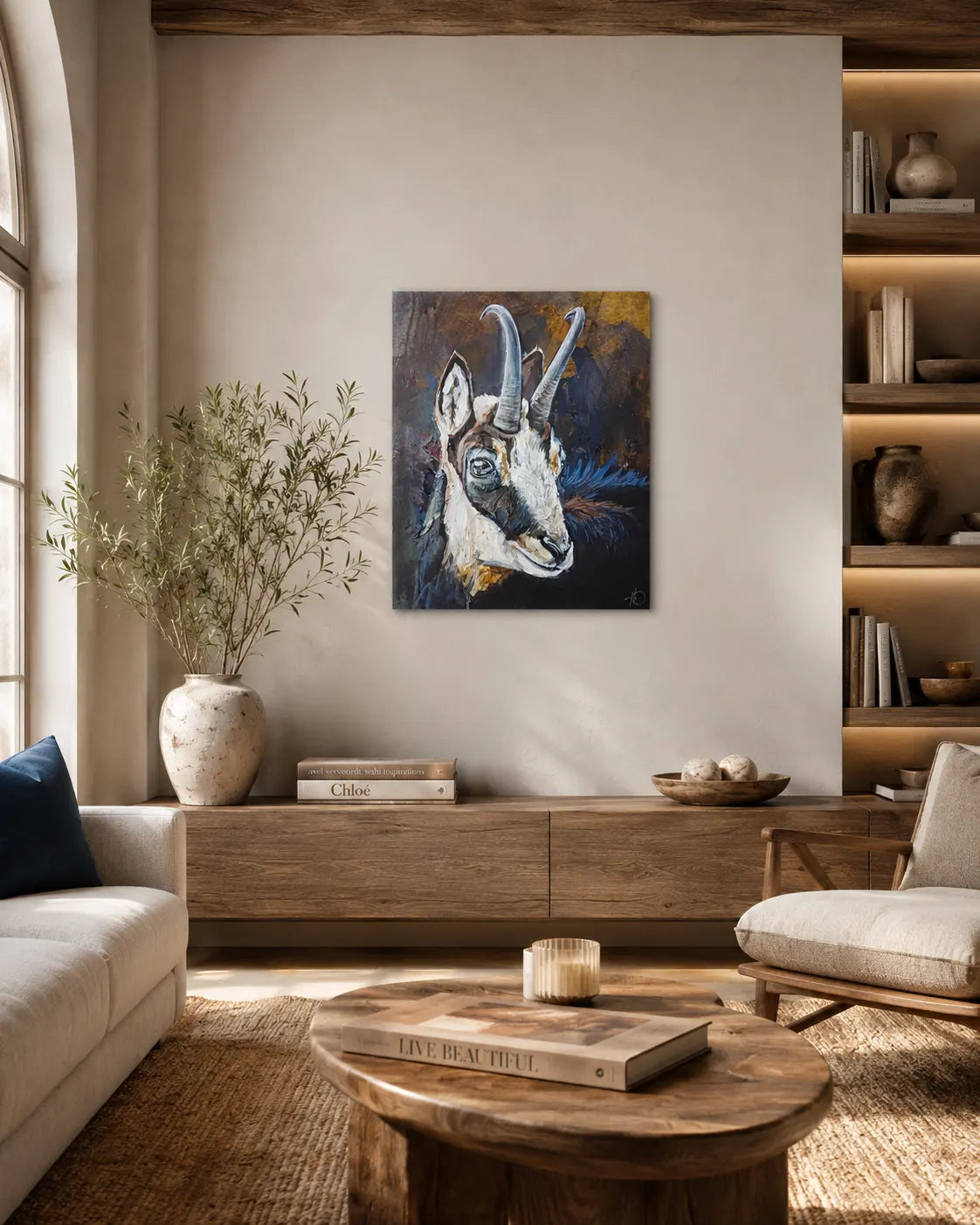 Gams Acrylgemälde handgemalt – Tierkunst original, moderne Tiermotive Kunst kaufen