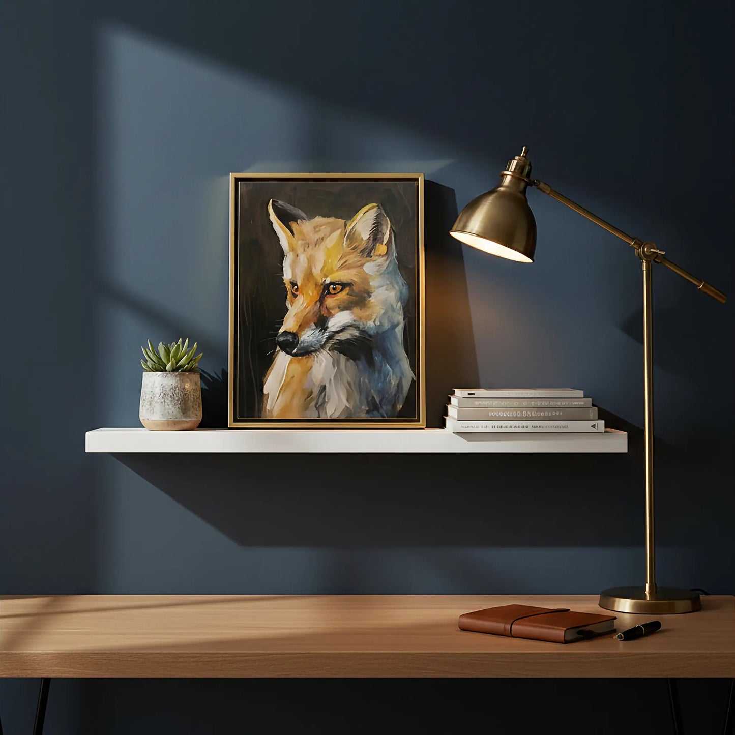Handgemaltes Fuchs Tierportrait auf Leinwand, originelles Acrylbild für Kommode oder Regal