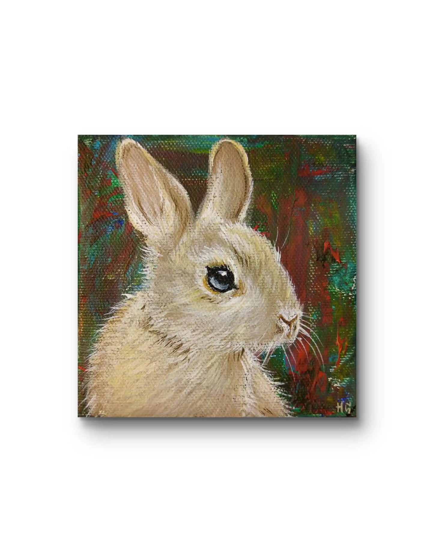 Feldhase Acrylbild auf Leinwand, echtes Tierportrait für Schlafzimmer oder Kinderzimmer