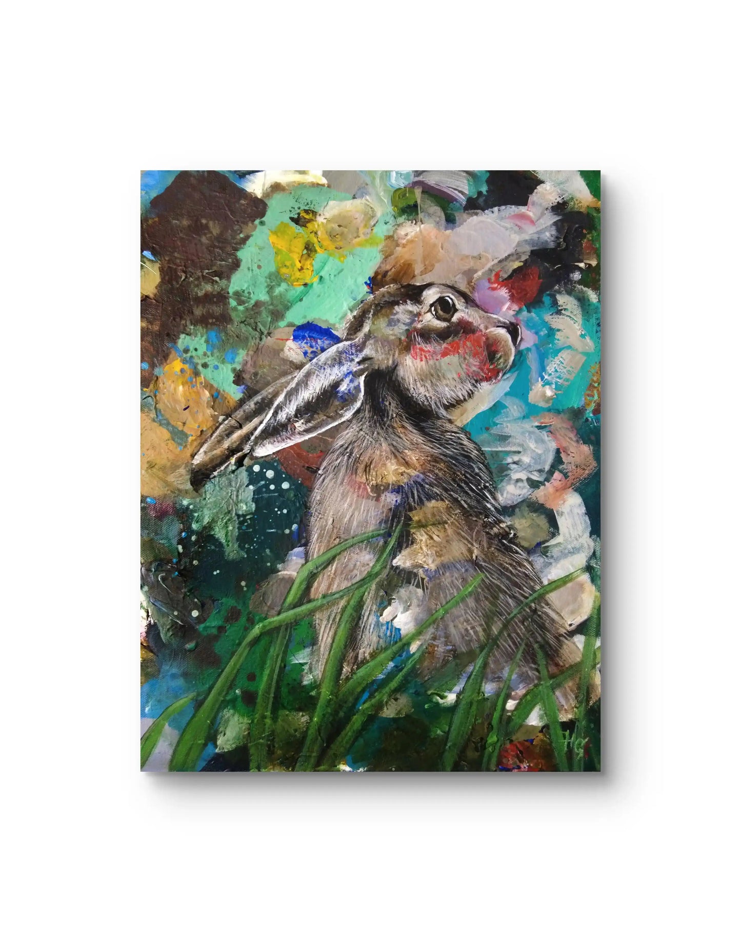 Acrylbild Hase auf Leinwand, lebendige Tierkunst für Schlafzimmer oder Arbeitszimmer