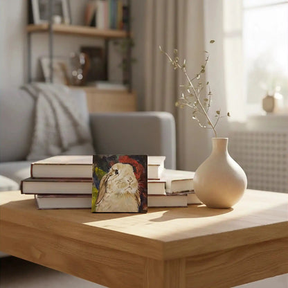 Handgemaltes Kaninchen Gemälde auf Leinwand, rundes Tierportrait, Dekoration für Kinderzimmer