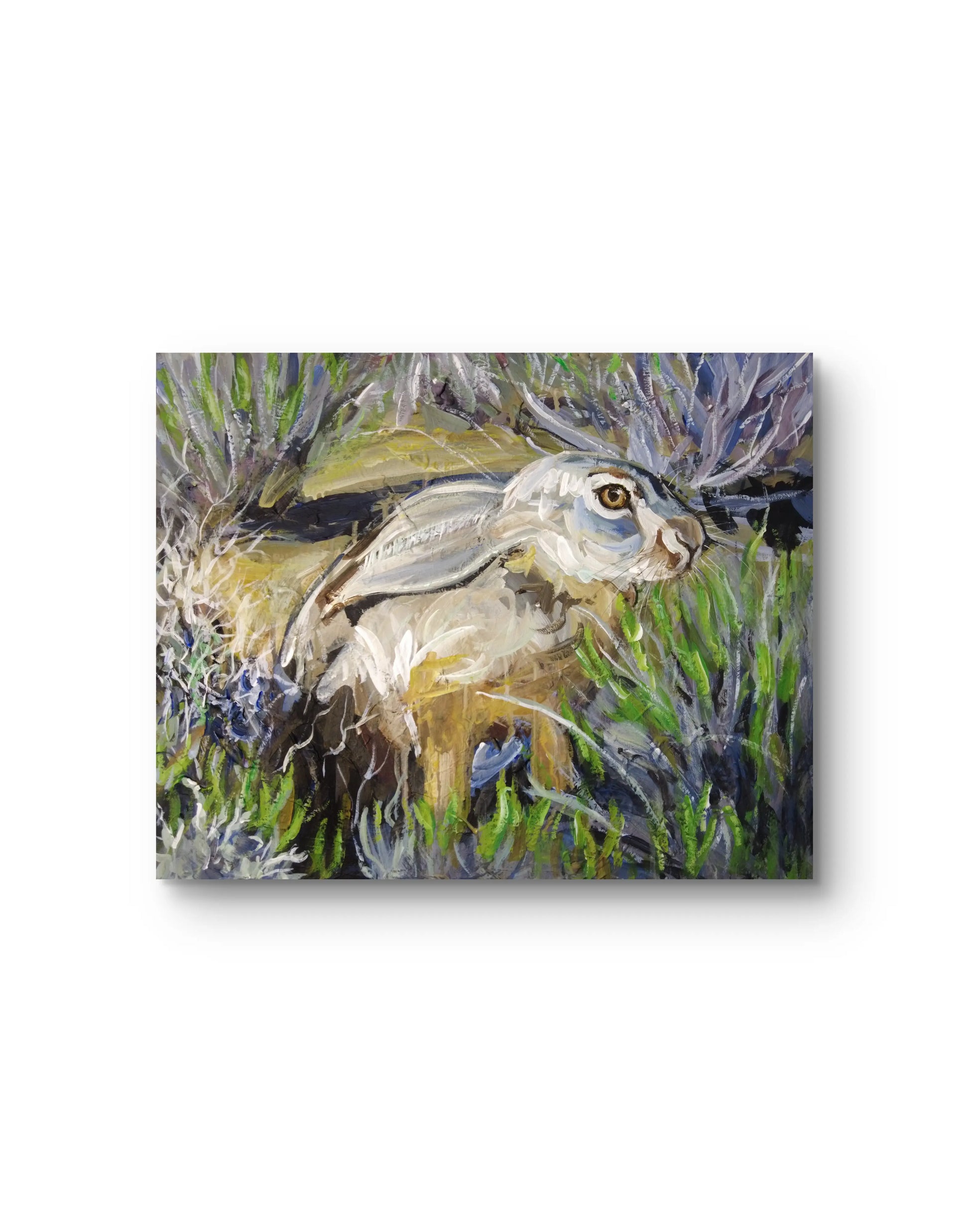 Acrylbild Hase auf Leinwand, Tierporträt für Schlafzimmer oder kleine Wandflächen