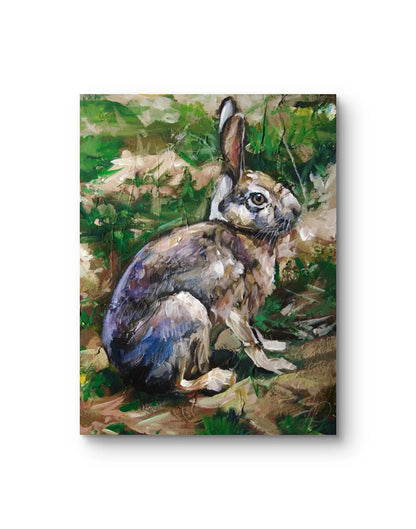Feldhase Tierportrait auf Leinwand, Acrylbild für Schlafzimmer oder ruhige Ecke