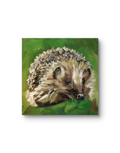 Igel Tierportrait auf Leinwand, Acrylbild für Kinderzimmer oder kleine Wandflächen