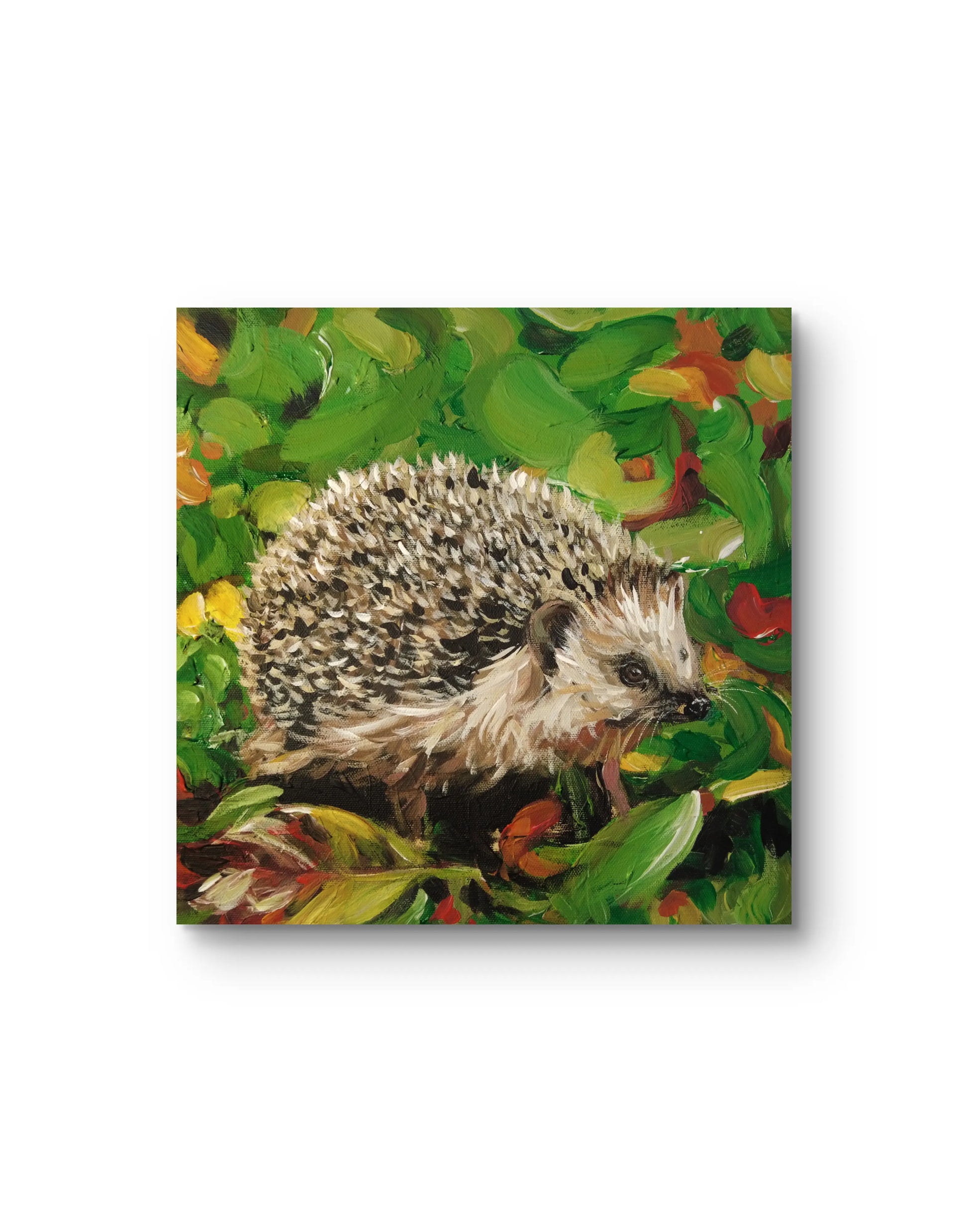 Igel Tierportrait auf Leinwand, Grenzen setzen als Thema, Wanddeko für Schlafzimmer oder Flur