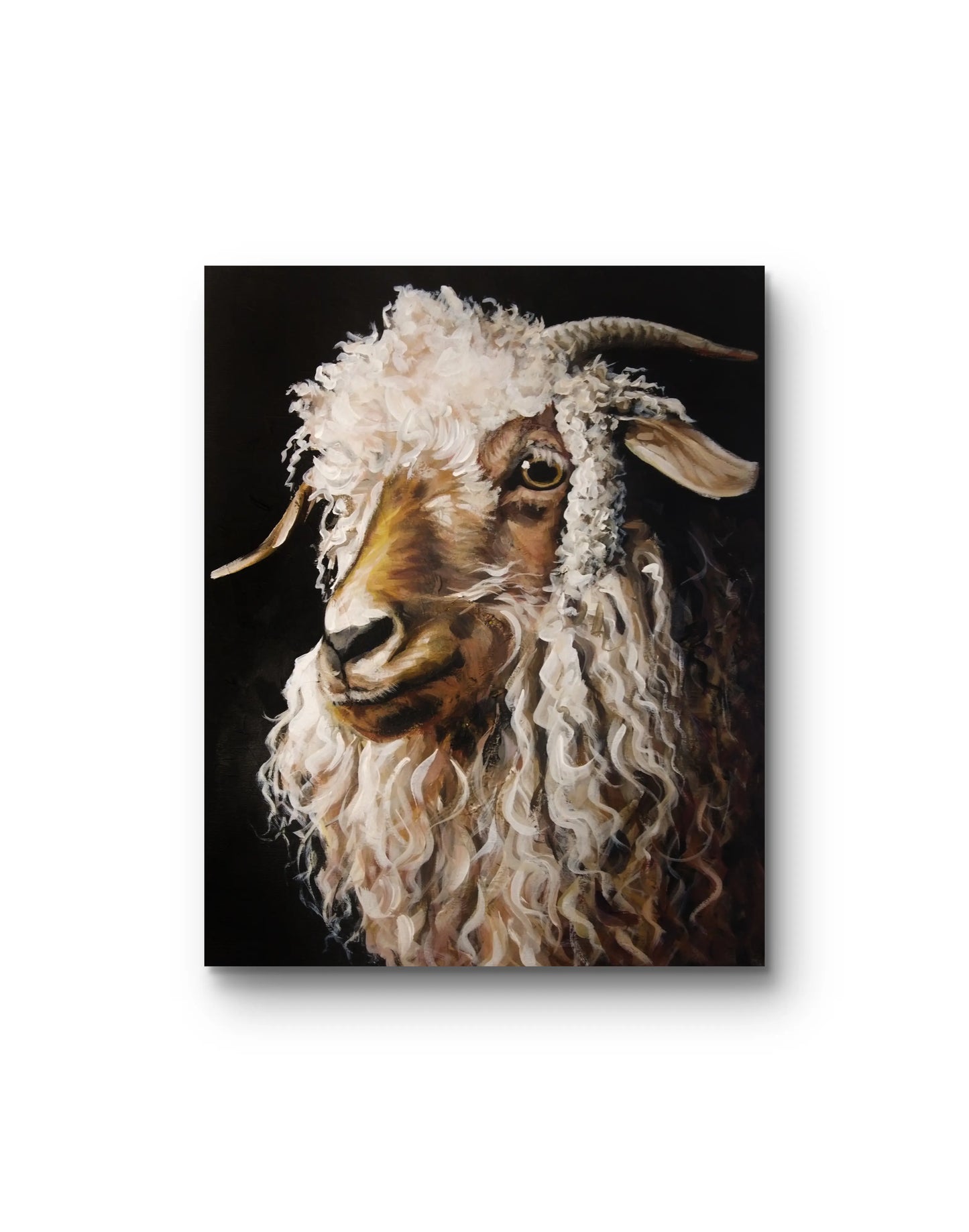 Schafziege Tierportrait Acrylbild auf Leinwand, Wanddeko für Schlafzimmer oder Büro