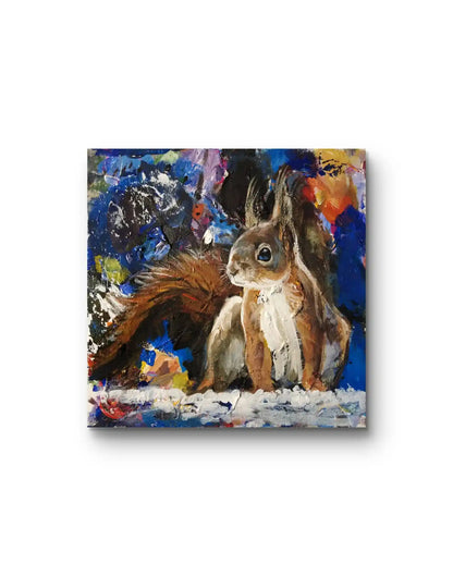 Handgemaltes Eichhörnchen Acrylgemälde 30×30 cm – warme Erdtöne, detailreiches Tierporträt