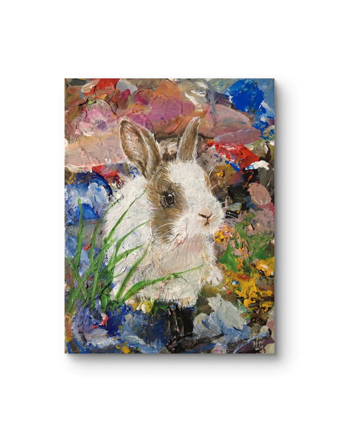 Feldhase Acrylbild auf Leinwand, modernes Tierporträt, Wanddeko für Schlafzimmer oder Arbeitszimmer
