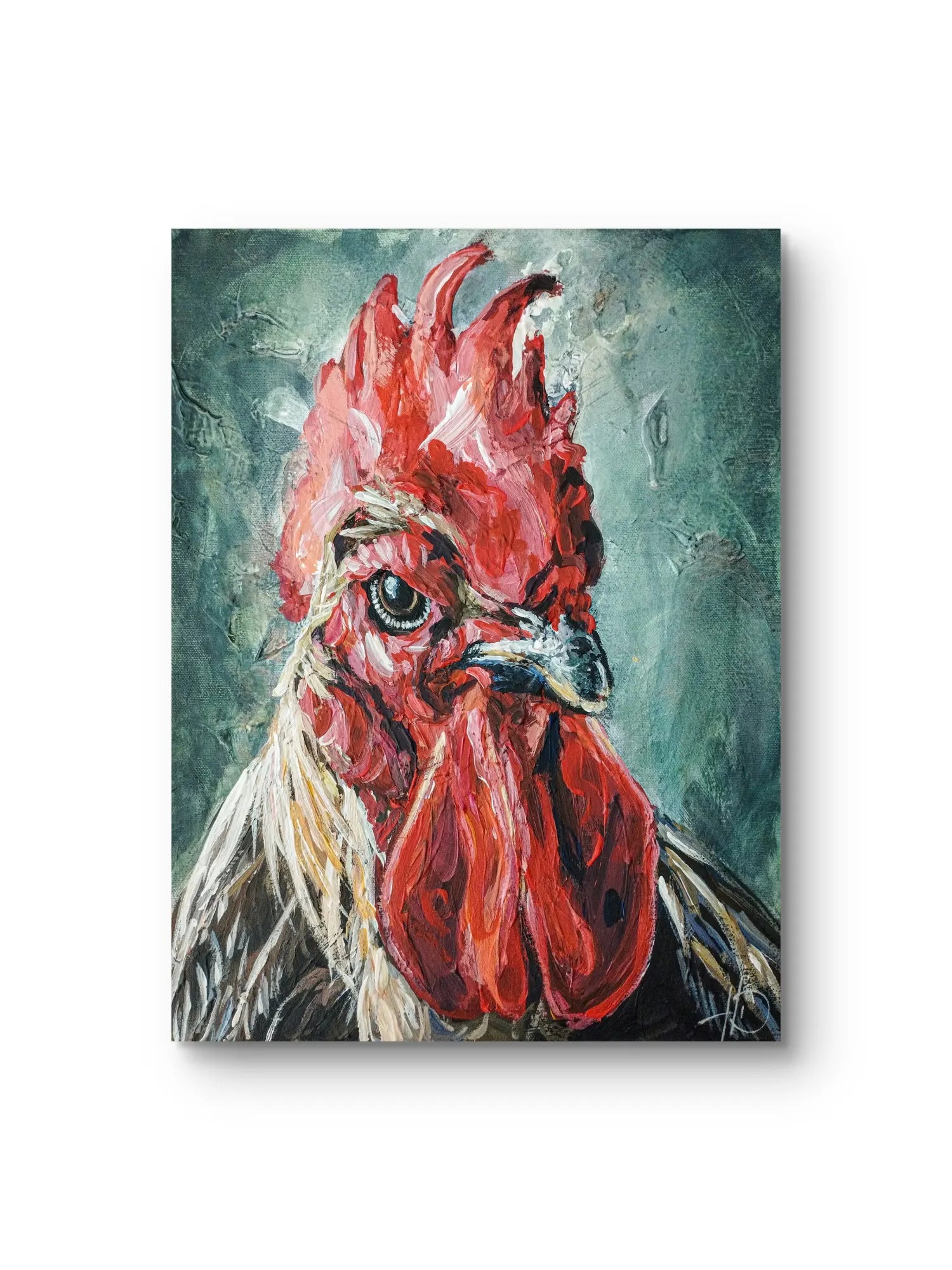 Hahn Gemälde handgemalt – Acrylbild Tierportrait, originale Tierbilder Kunst kaufen