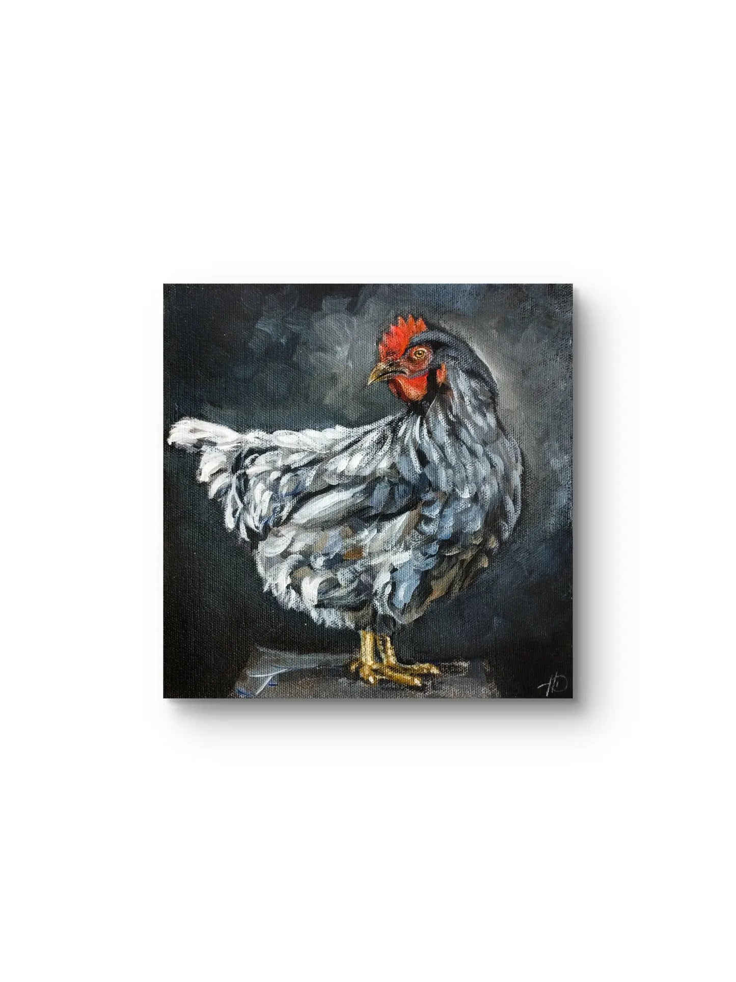 Hahn Acrylbild handgemalt – Tierkunst original, moderne Tierbilder kaufen