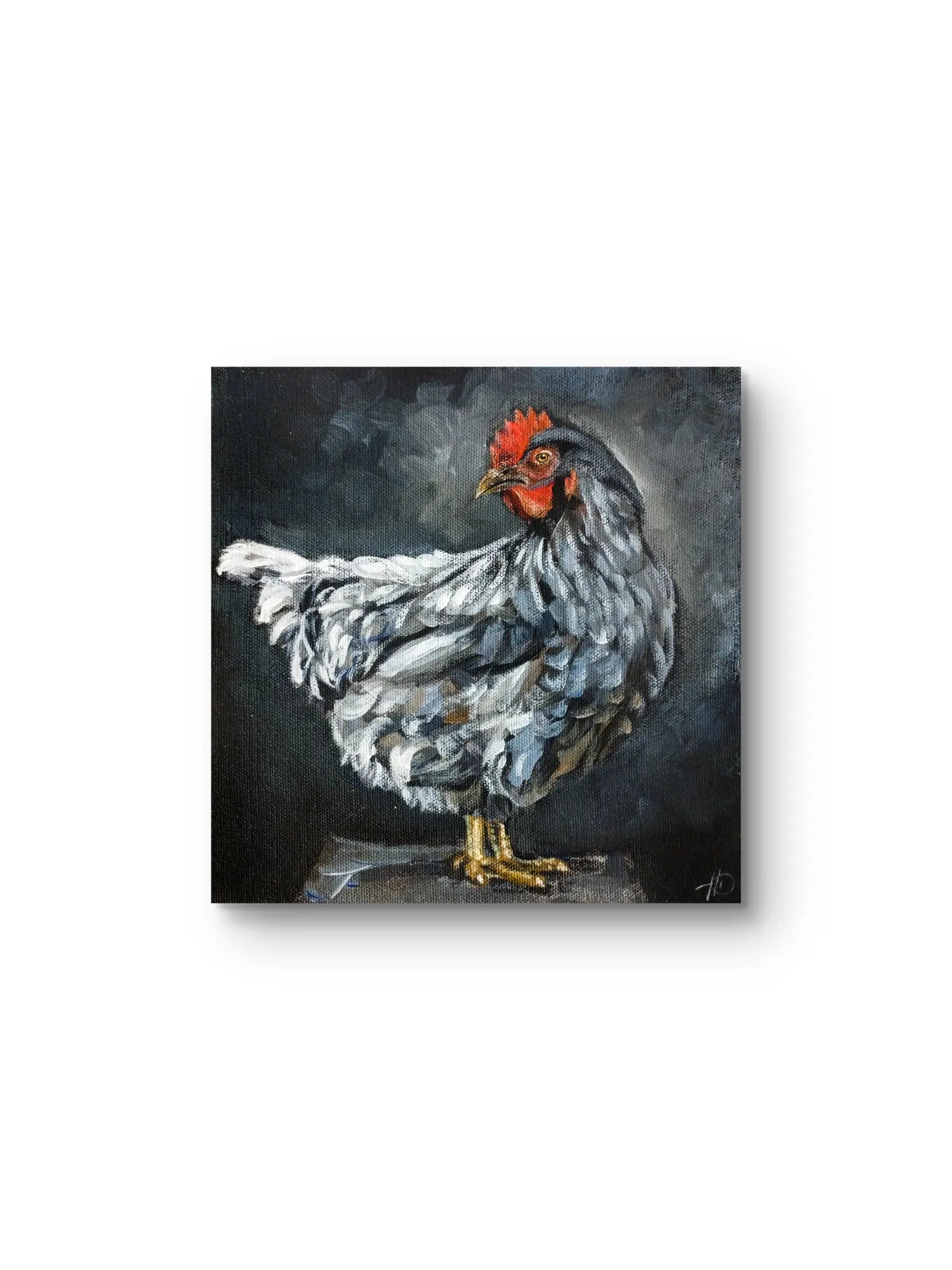 Hahn Acrylbild handgemalt – Tierkunst original, moderne Tierbilder kaufen