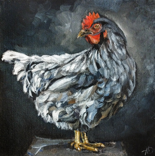 Hahn Gemälde handgemalt – Acrylbild Tierportrait, originale Tierbilder Kunst kaufen