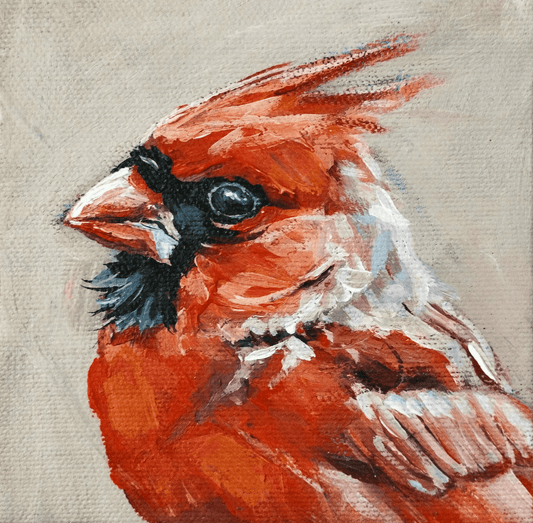 Gemälde Rotkardinal – handgemaltes Original Acrylbild (10 x 10 cm)
