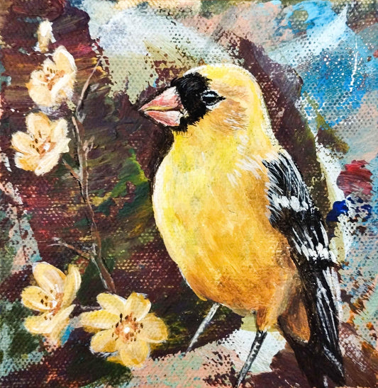 Gemälde Fink – handgemaltes Original Acrylbild (10 x 10 cm)