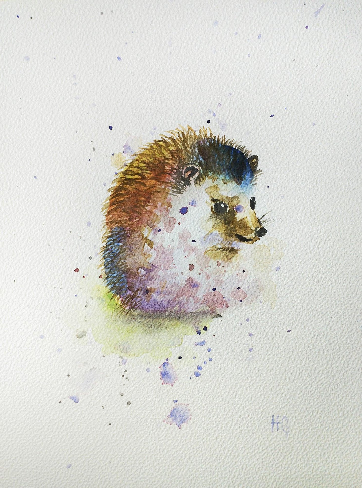 Heinz Grußkarte Handgemalte Grußkarte – "bunter Igel" (Aquarell, DIN A5)