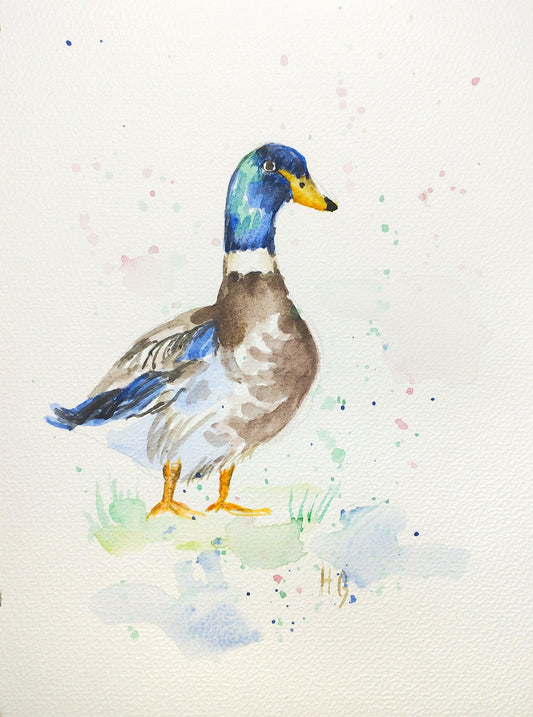 Heinz Grußkarte Handgemalte Postkarte – "Teichkönigin" (Aquarell, DIN A5)