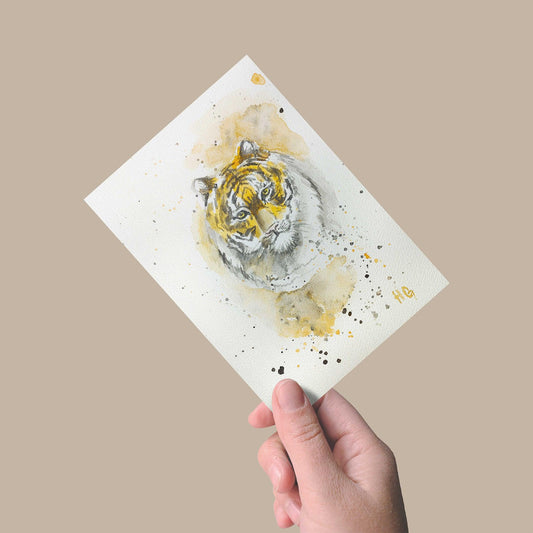 Heinz Grußkarte Handgemalte Postkarte – "Tiger" (Aquarell, DIN A5)