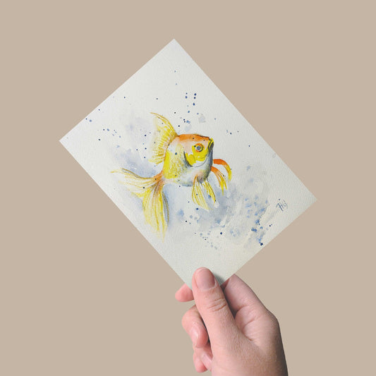 Heinz Grußkarte Handgemalte Postkarte – "Goldfisch" (Aquarell, DIN A5)