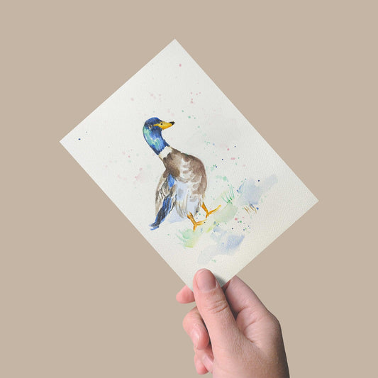 Heinz Grußkarte Handgemalte Postkarte – "Teichkönigin" (Aquarell, DIN A5)
