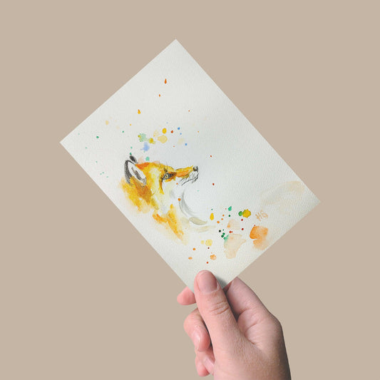 Heinz Grußkarte Handgemalte Postkarte – "Waldfuchs" (Aquarell, DIN A5)