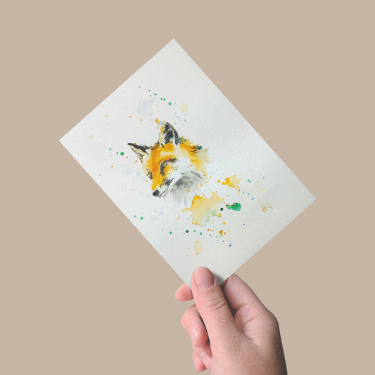 Heinz Grußkarte Handgemalte Postkarte – "Fuchs" (Aquarell, DIN A5)