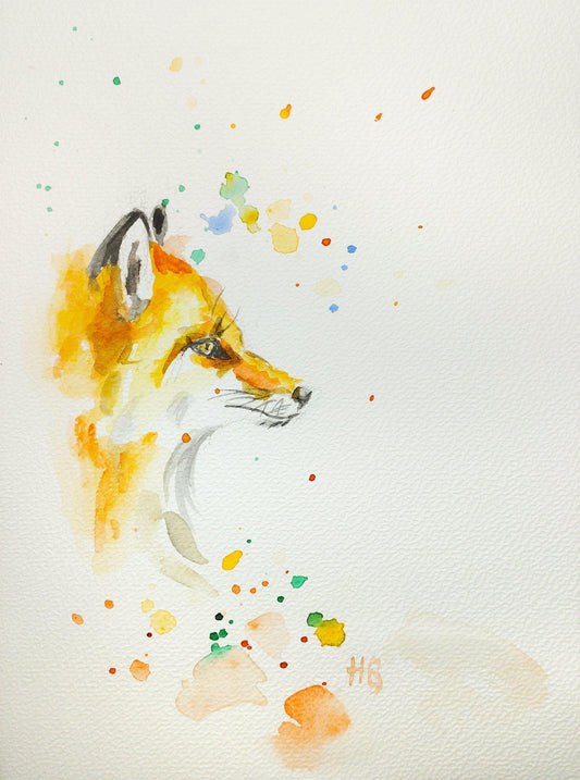 Heinz Grußkarte Handgemalte Postkarte – "Waldfuchs" (Aquarell, DIN A5)