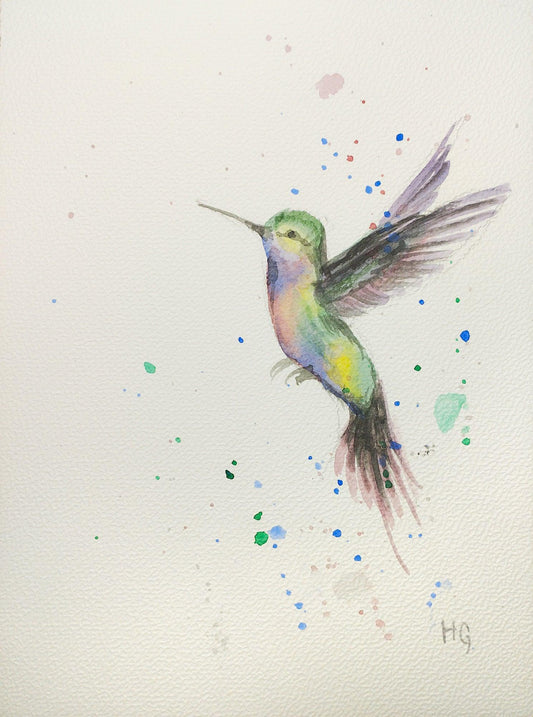 Heinz Grußkarte Handgemalte Postkarte – "Kolibri" (Aquarell, DIN A5)