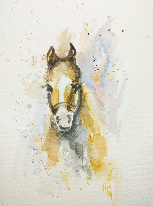 Heinz Grußkarte Handgemalte Postkarte – "Pferd" (Aquarell, DIN A5)