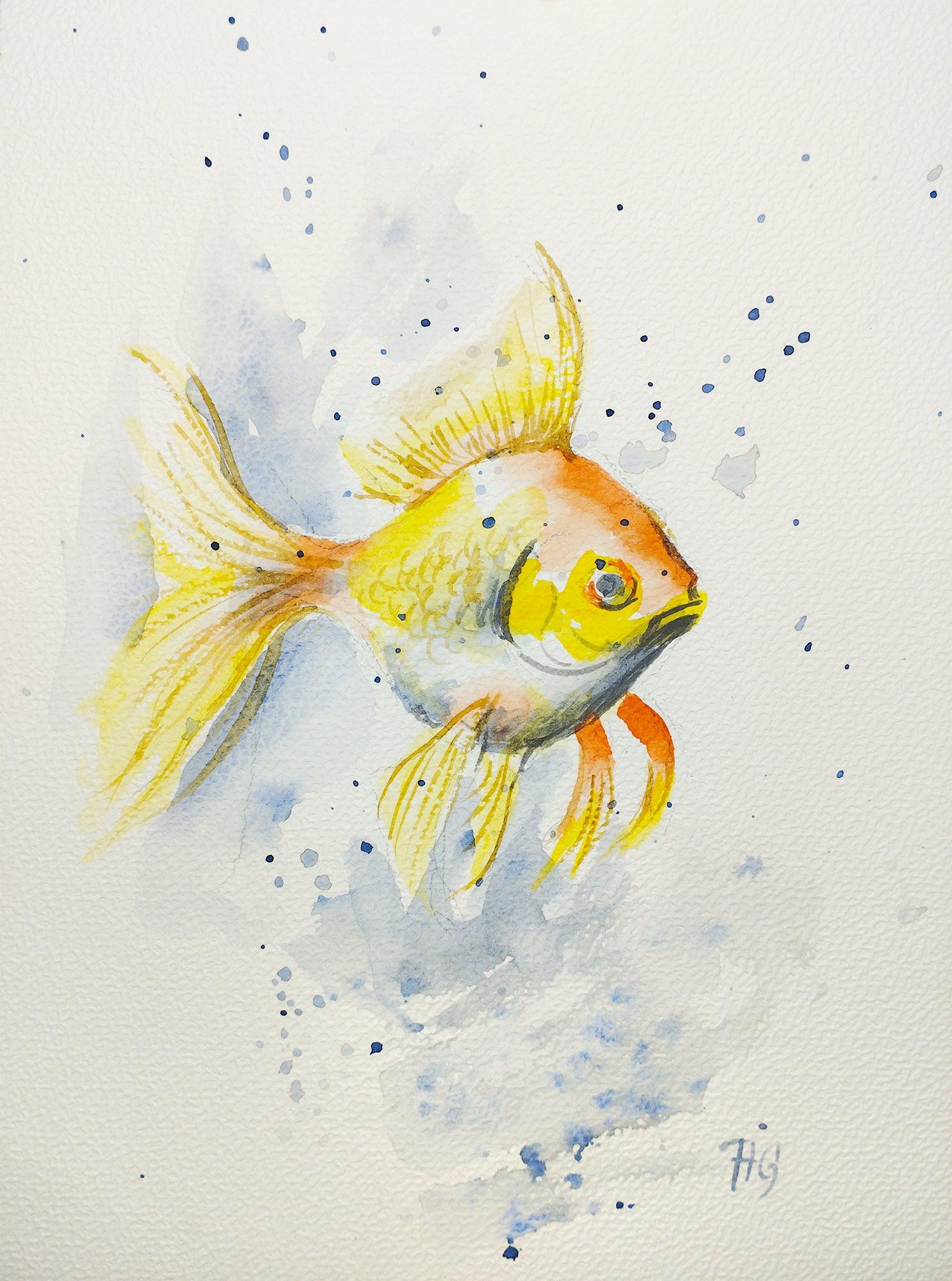 Heinz Grußkarte Handgemalte Grußkarte – "Goldfisch" (Aquarell, DIN A5)