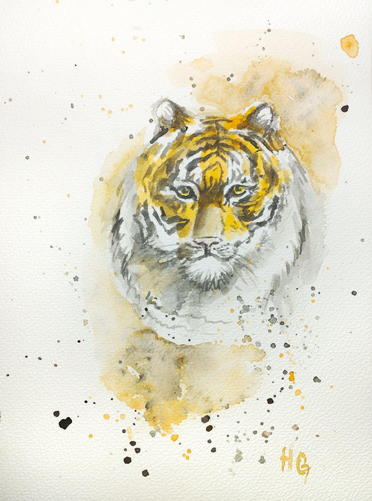 Heinz Grußkarte Handgemalte Postkarte – "Tiger" (Aquarell, DIN A5)