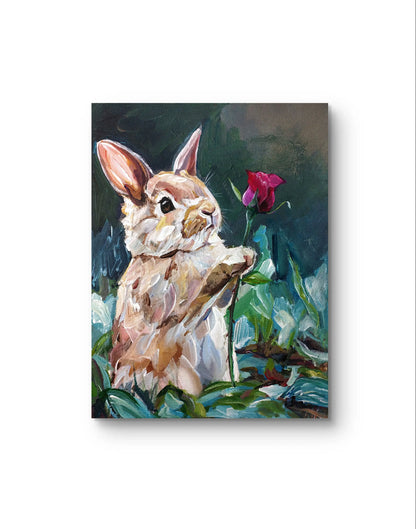 H1Z ART Acrylbild Gemälde Blütenhase – handgemaltes Original Acrylbild (30 x 40 cm)