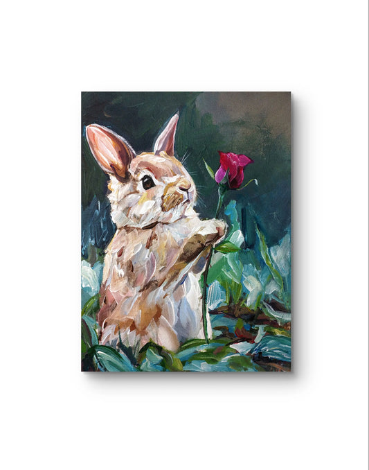 H1Z ART Acrylbild Gemälde Blütenhase – handgemaltes Original Acrylbild (30 x 40 cm)